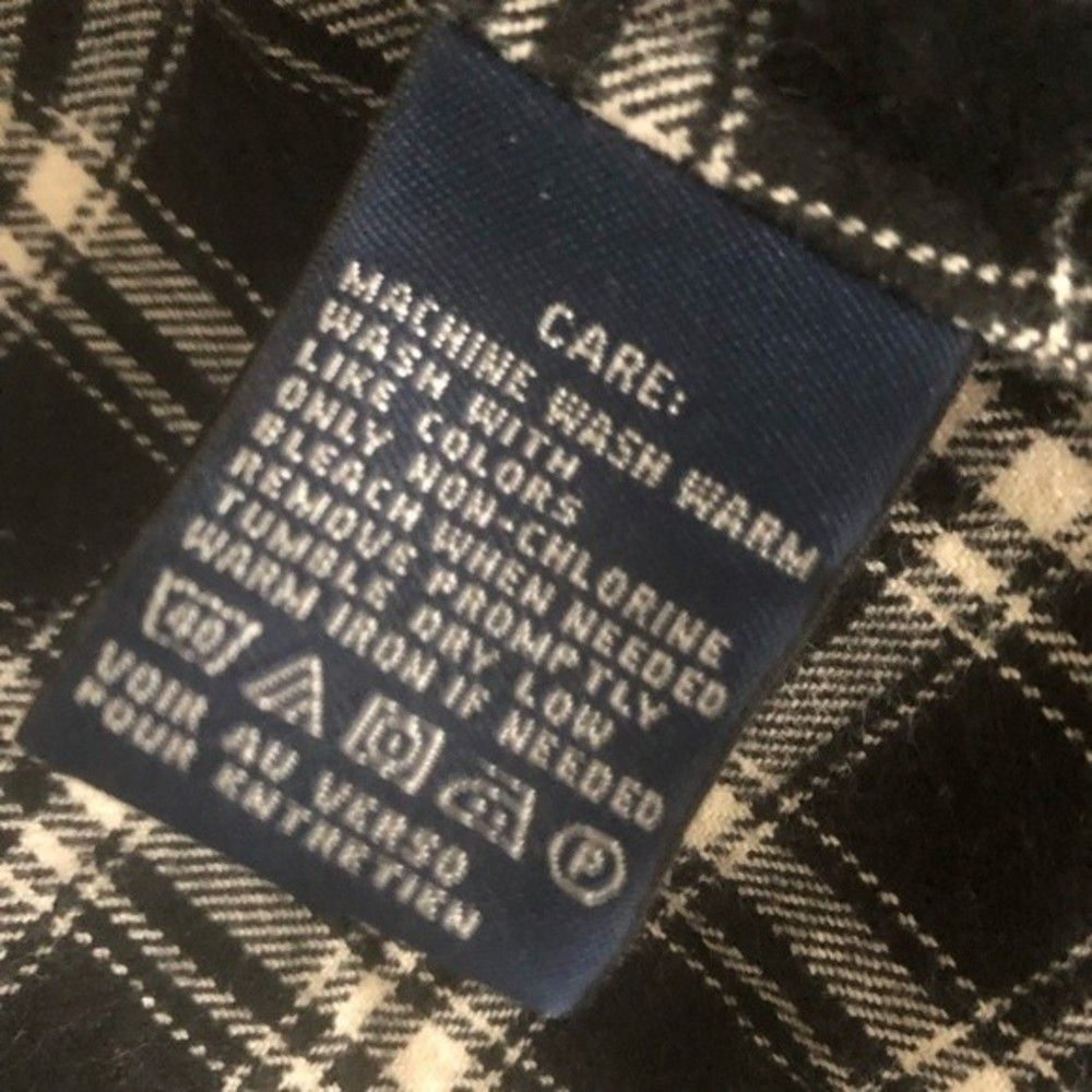 RALPH LAUREN SPORT Black White Flannel Plaid Ruffle Button Shirt Top Size 6 - Picture 5 of 9